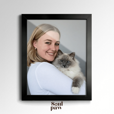 Custom Human & Pet Poster Charcoal Bond Portrait – Personalized High-Resolution Matte Print for Wall Art, Home Decor, or Unique Gifts for Pet Lovers (Frame Not Included)