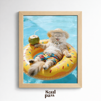 Custom Pet Poster Golden Wave Summer Portrait – Personalized High-Resolution Matte Print for Wall Art, Home Decor, or Unique Gifts for Pet Lovers (Frame Not Included)