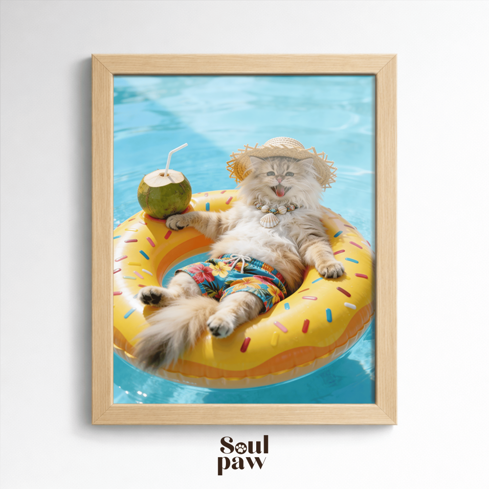 Custom Pet Poster Golden Wave Summer Portrait – Personalized High-Resolution Matte Print for Wall Art, Home Decor, or Unique Gifts for Pet Lovers (Frame Not Included)