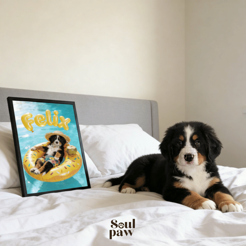 Custom Pet Poster Golden Wave Summer Portrait – Personalized High-Resolution Matte Print for Wall Art, Home Decor, or Unique Gifts for Pet Lovers (Frame Not Included)