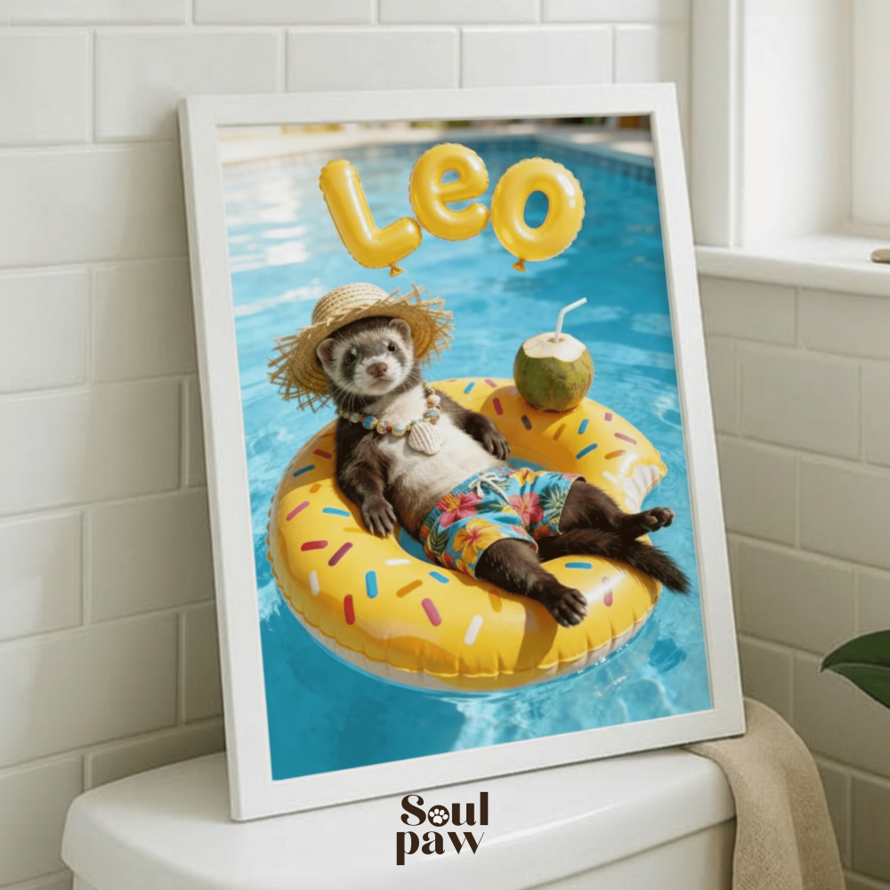Custom Pet Poster Golden Wave Summer Portrait – Personalized High-Resolution Matte Print for Wall Art, Home Decor, or Unique Gifts for Pet Lovers (Frame Not Included)
